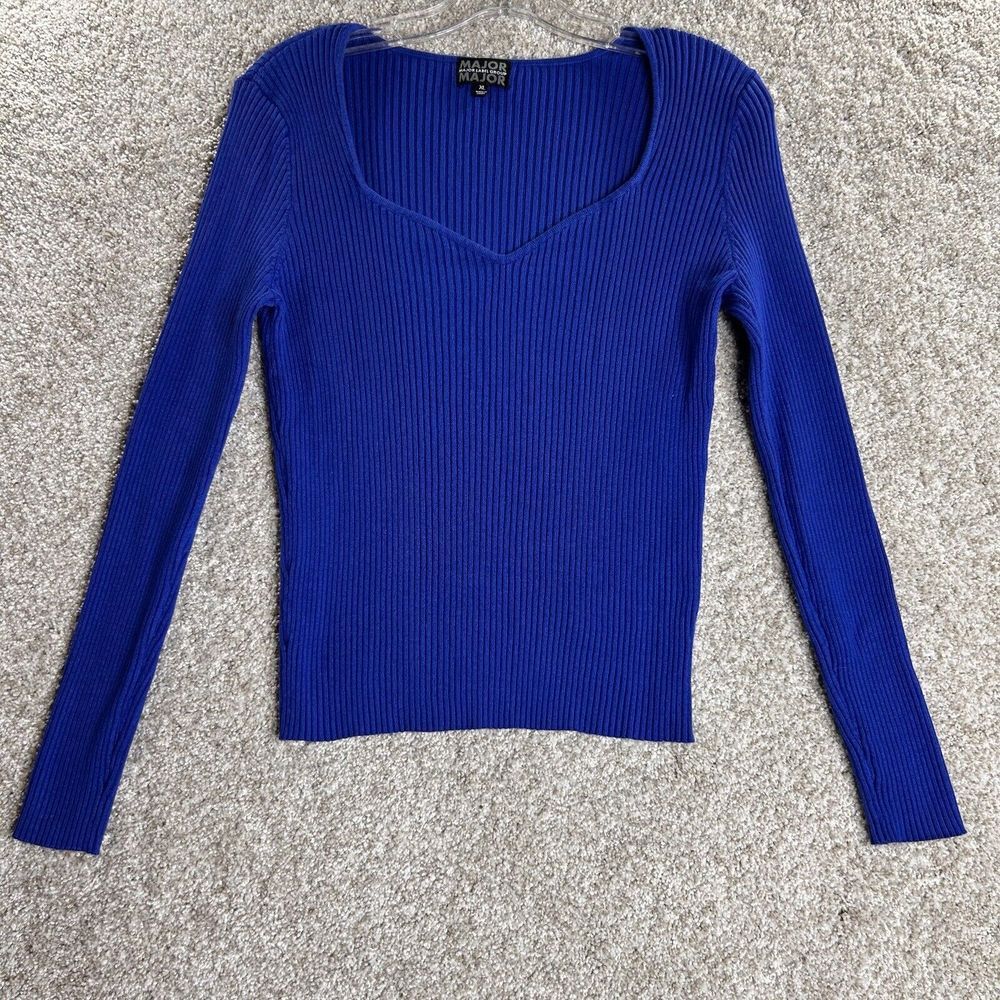 Major Label Group Knitted‎ Sweater Top Women's Size Xl Blue